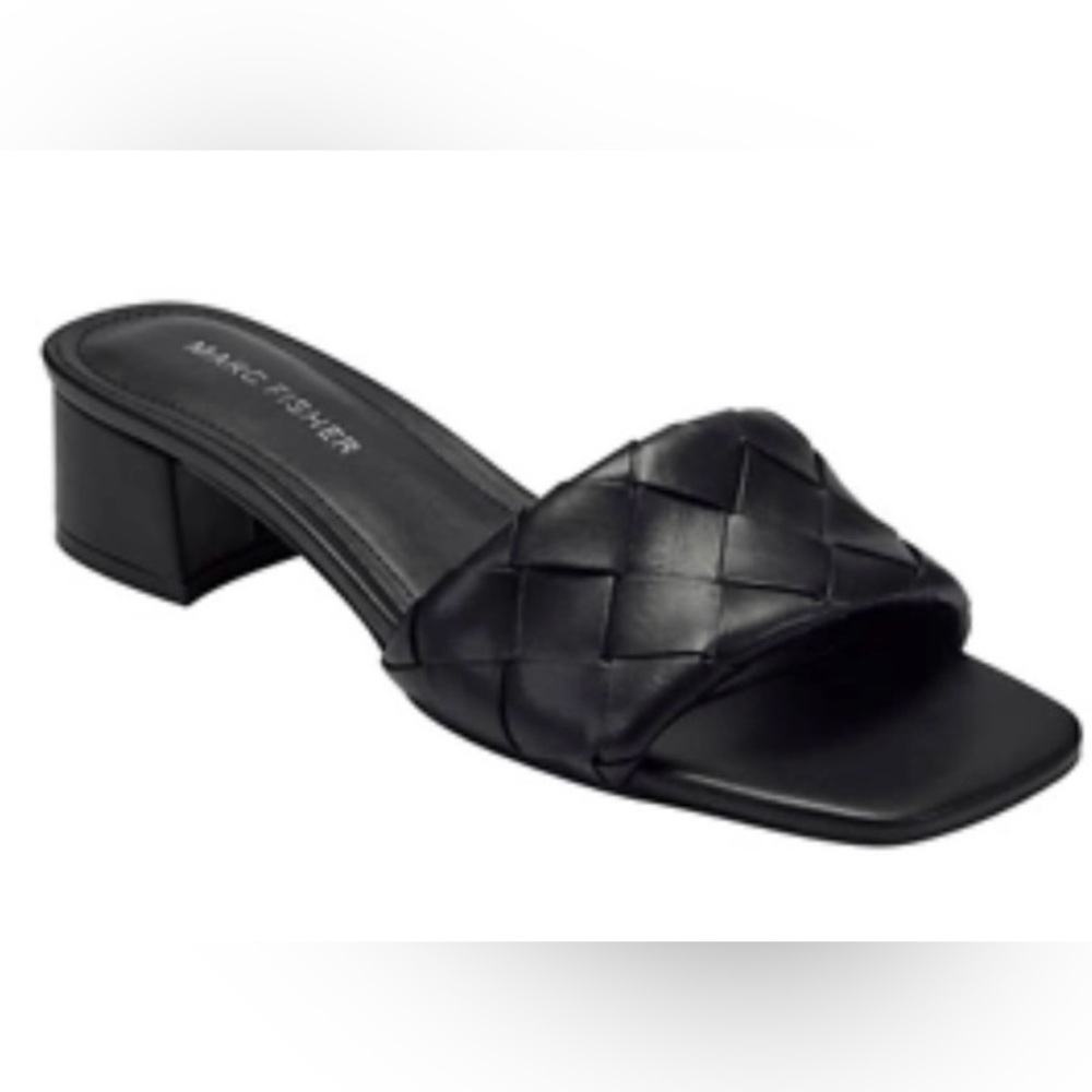 Marc Fisher Black Woven Block Heel Sandals